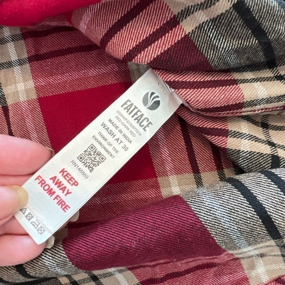 NWT Fat Face OLIVIA CHECK SHIRT DARK RED Flannel - Picture 4 of 14